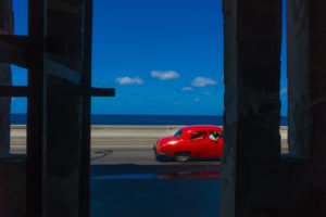Cuba, Havanna, red car and blue sky, Cuba, Havanna, red car and blue sky,